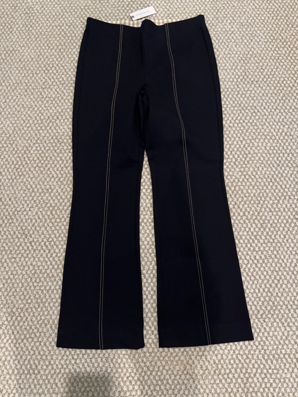 NWT Anthropologie. Black Wide-Leg Pants with Contrast Stitching - Small